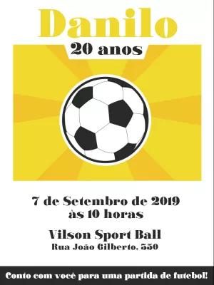 Convite de Aniversário Tema Futebol para Editar Online