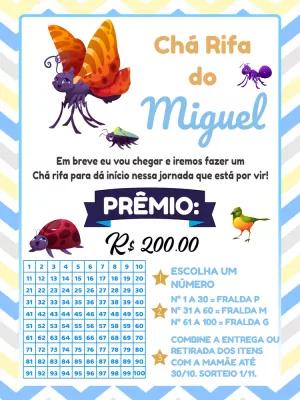 Convite Chá Rifa Jardim Encantado para Editar Online