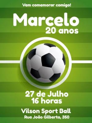 Convite de Aniversário Futebol com Bola para Editar Online
