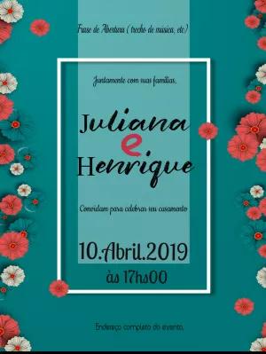 Convite de Casamento Floral Turquesa para Editar Online