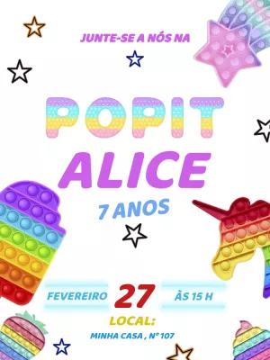 Convite de Aniversário Pop It Colorido para Editar Online