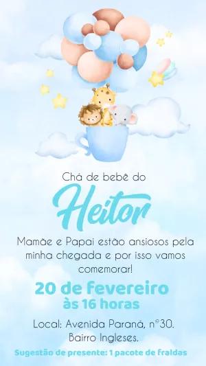 Convite Chá de Bebê Safari Balão para Editar Online