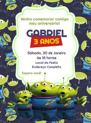 Convite Aniversário Aliens Toy Story para Editar Online