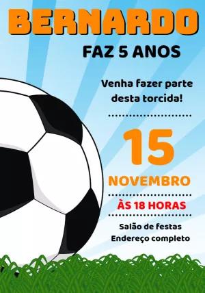 Convite de Aniversário Futebol para Editar Online e Imprimir