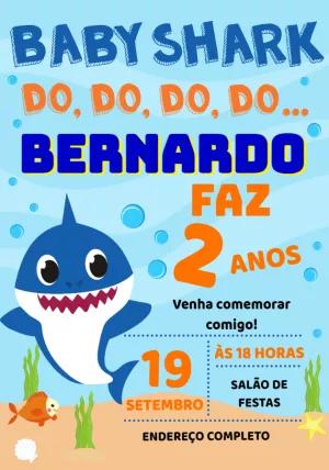 Convite de Aniversário Baby Shark para Editar Online