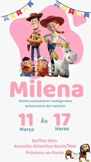 Convite de Aniversário Toy Story com Personagens para Editar