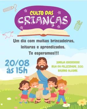 Arte para Culto das Crianças com Jesus para Editar Online