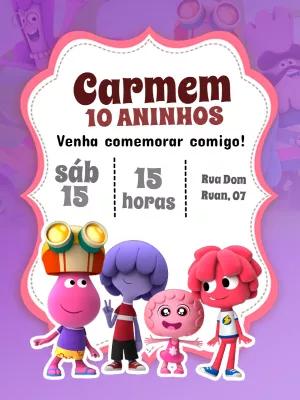 Convite de Aniversário Jelly Jamm com Personagens para Editar