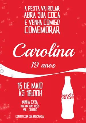 Convite de Aniversário Coca Cola para Editar e Personalizar