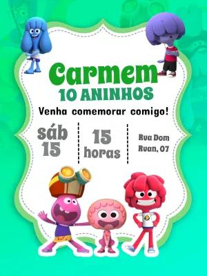 Convite de Aniversário Jelly Jamm com Personagens para Editar