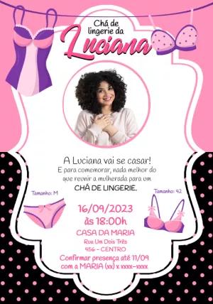 Convite Chá de Lingerie com Foto para Editar Online
