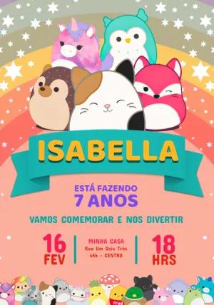 Convite de Aniversário Squishmallows para Editar Online