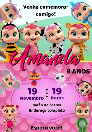 Convite Aniversário Cry Babies Editável para Imprimir