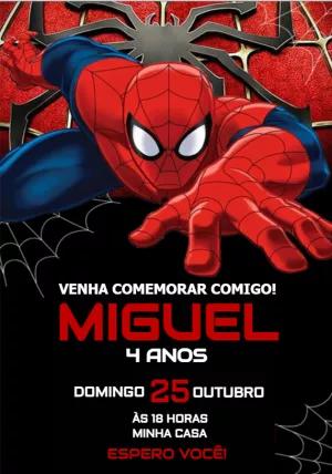 Convite Aniversário Homem-Aranha para Editar Online