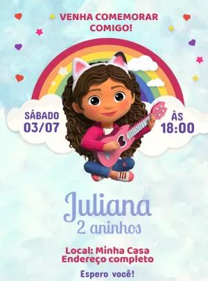 Convite Aniversário Casa Mágica da Gabby para Editar Online