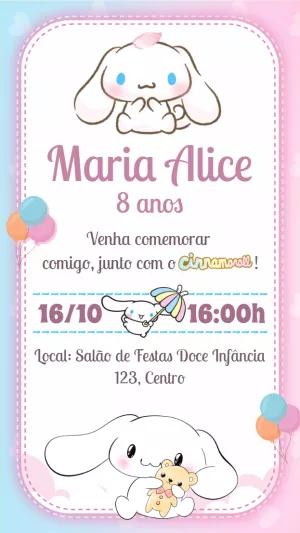 Convite de Aniversário Cinnamoroll para Editar Online
