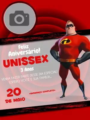Convite de Aniversário Os Incríveis com Foto para Editar Online