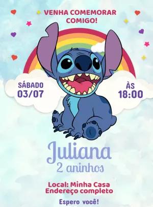 Convite de Aniversário do Stitch para Editar e Imprimir