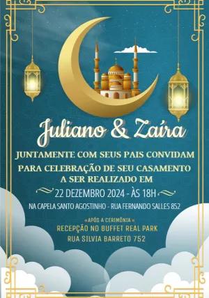 Convite de Casamento Árabe Elegante para Editar Online