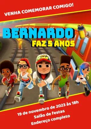 Convite de Aniversário Subway Surfers Editável Online