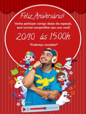 Convite de Aniversário Luccas Neto para Editar Online