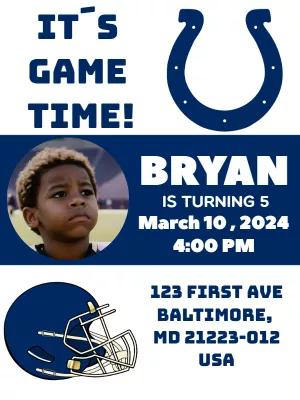 Indianapolis Colts Photo Birthday Invitation to Edit Online