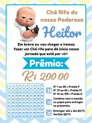 Convite Chá Rifa Poderoso Chefinho Menino para Editar Online