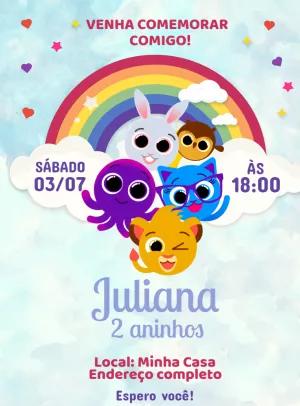 Convite de Aniversário Bolofofos para Editar Online e Imprimir