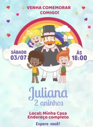 Convite de Aniversário Mundo Bita Colorido para Editar Online
