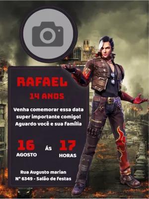 Convite de Aniversário Free Fire com Foto para Editar Online