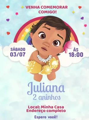 Convite de Aniversário Moana Baby para Editar Online