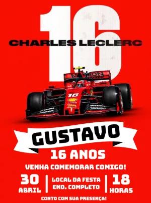 Convite Aniversário Fórmula 1 Charles Leclerc para Editar