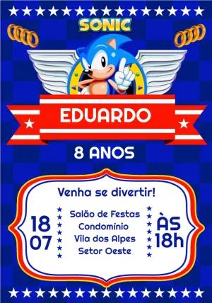 Convite de Aniversário Sonic Clássico para Editar Online