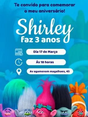 Convite de Aniversário Trolls para Editar Online