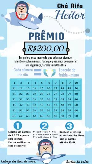 Convite Chá Rifa Ursinho Aviador Editável Online