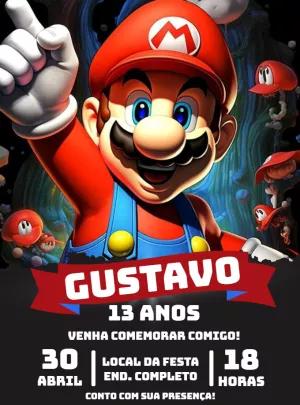 Convite de Aniversário Super Mario Editável Online