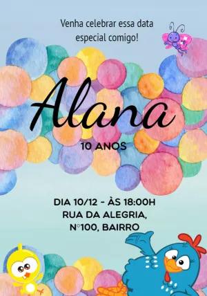 Convite de Aniversário Galinha Pintadinha para Editar Online