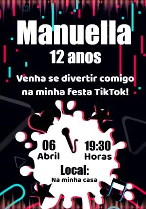 Convite de Aniversário Tema TikTok para Editar Online
