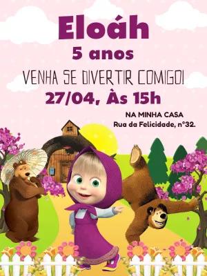 Convite Aniversário Masha e o Urso para Editar Online