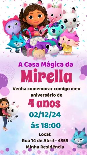 Convite de Aniversário Casa Mágica da Gabby para Editar Online