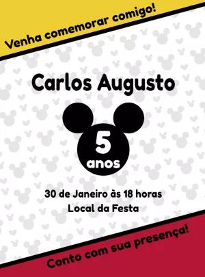 Convite de Aniversário Mickey Mouse para Editar Online