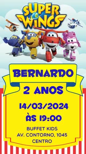 Convite de Aniversário Super Wings para Editar Online