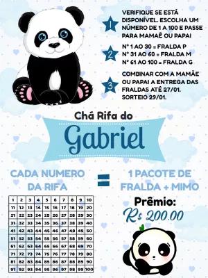 Convite Chá Rifa Panda Menino Editável Online para Imprimir