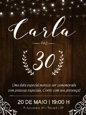 Convite de Aniversário Rústico com Luzes para Editar Online