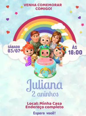 Convite de Aniversário Cocomelon para Editar Online