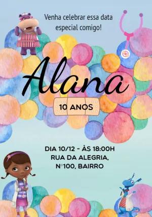 Convite Aniversário Doutora Brinquedos Editável Online