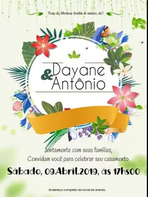 Convite de Casamento Floral com Moldura para Editar Online