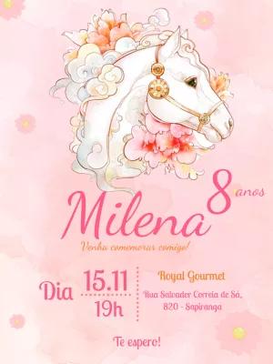Convite Aniversário Cavalo Encantado Aquarela para Editar