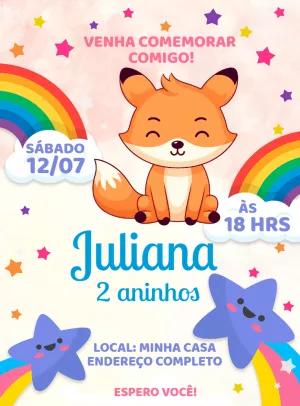 Convite de Aniversário Raposinha Fofa para Editar Online