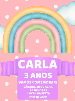Convite de Aniversário Arco Íris Pastel para Editar Online